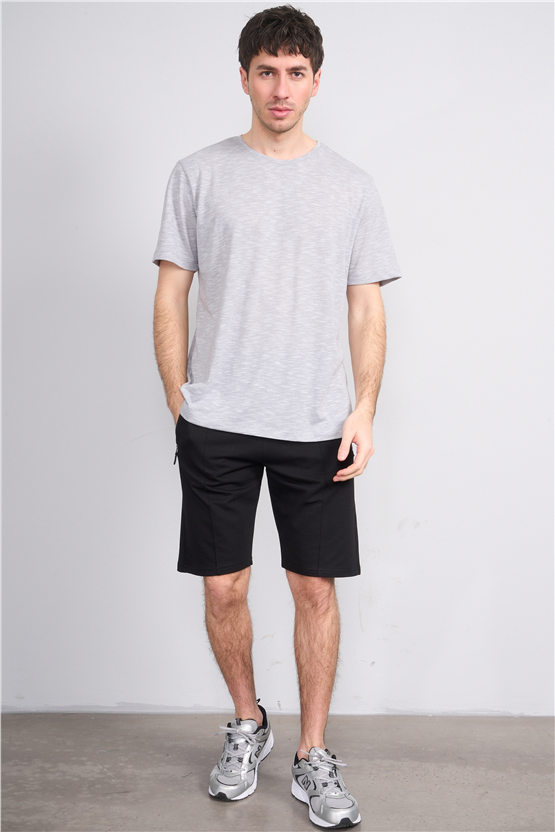 Çetinkaya Mentality 3446 Bisiklet Yaka Flamlı Sıngle Jersey Regular T-shirt Gri