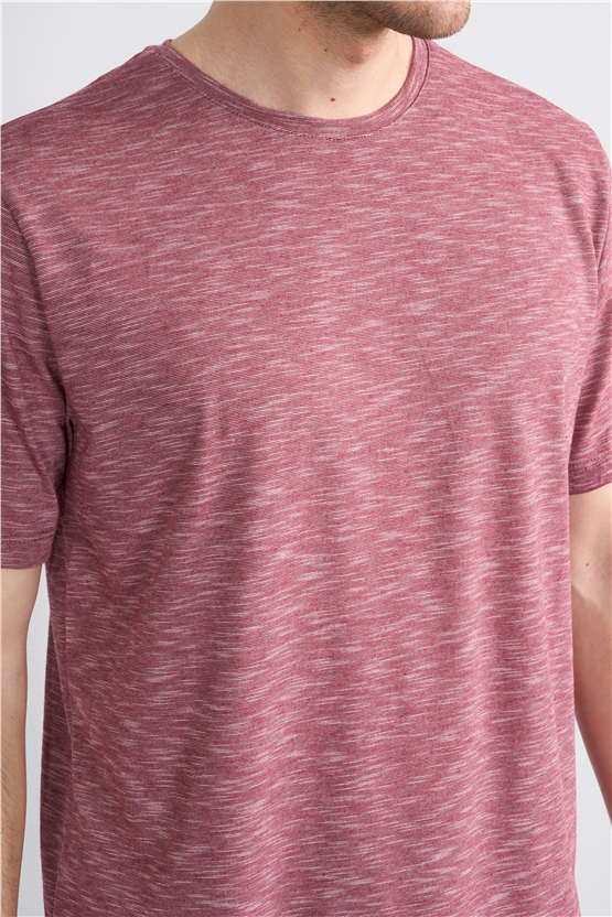 Çetinkaya Mentality 3446 Bisiklet Yaka Flamlı Sıngle Jersey Regular T-shirt Bordo
