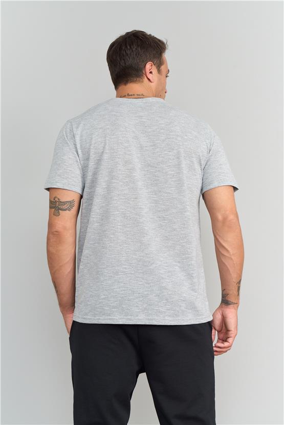 Çetinkaya Mentality 3447 V Yaka Regular T-Shirt Gri