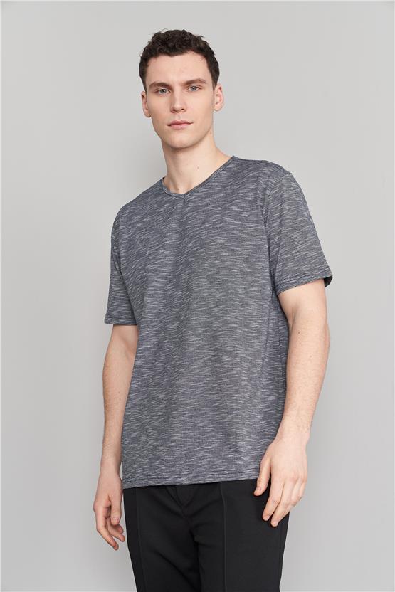 Çetinkaya Mentality 3447 V Yaka Regular T-Shirt Lacivert