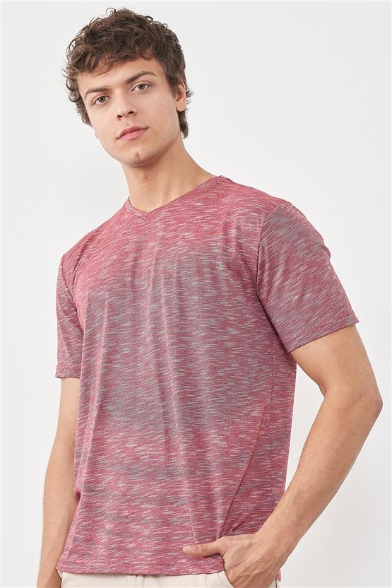 Çetinkaya Mentality 3447 V Yaka Regular T-Shirt Bordo