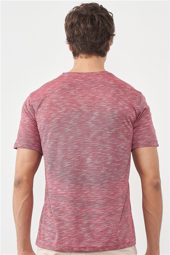 Çetinkaya Mentality 3447 V Yaka Regular T-Shirt Bordo