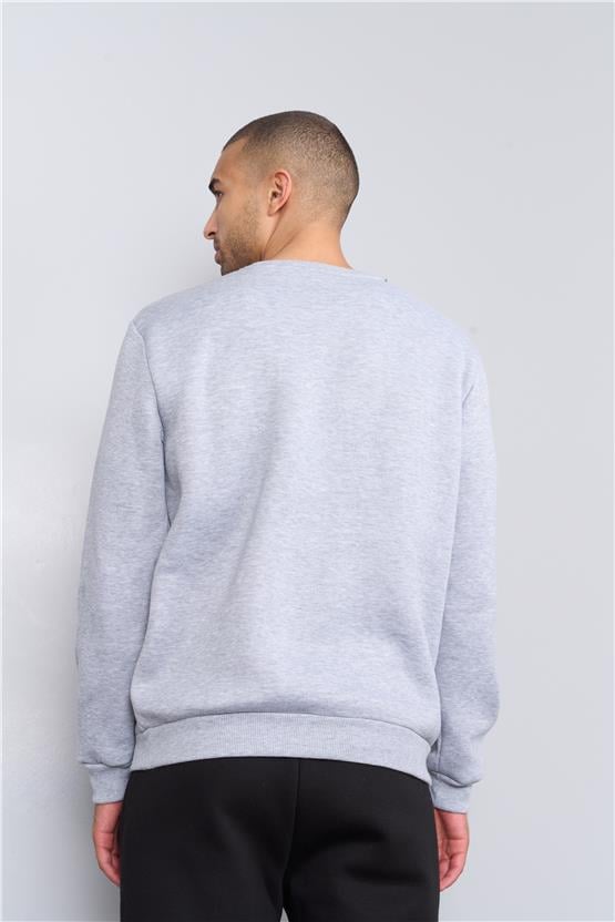 Çetinkaya Mentality 3476 Bisiklet Yaka 3 İplik Şardonlu Grimelanj Sweatshirt