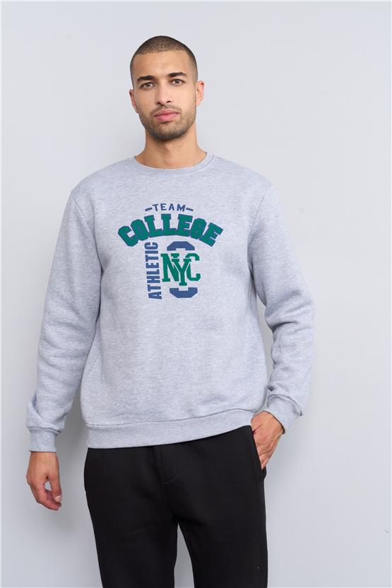 Çetinkaya Mentality 3476 Bisiklet Yaka 3 İplik Şardonlu Grimelanj Sweatshirt