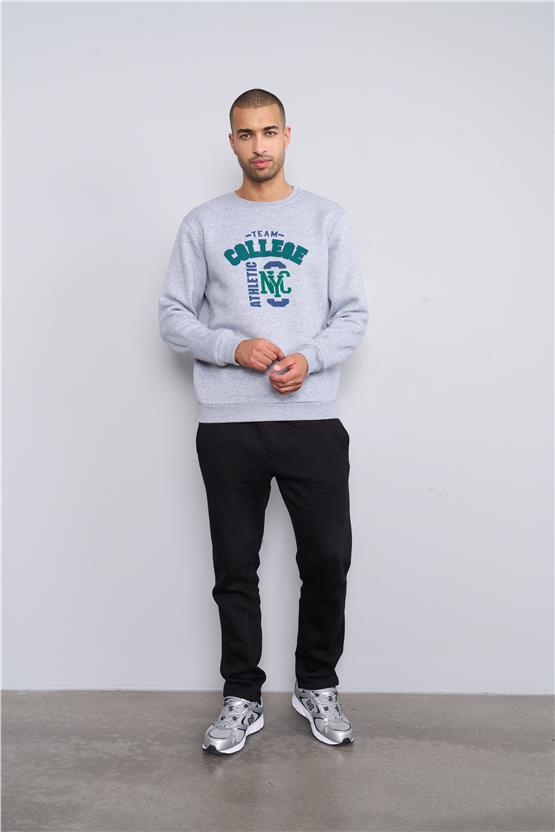 Çetinkaya Mentality 3476 Bisiklet Yaka 3 İplik Şardonlu Grimelanj Sweatshirt