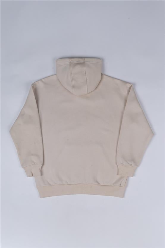 Çetinkaya Mentality 3589 Kapüşonlu 3 İplik Şardonlu Aplike Nakışlı Taş Sweatshirt