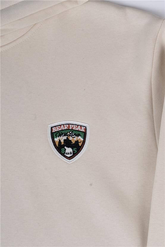 Çetinkaya Mentality 3589 Kapüşonlu 3 İplik Şardonlu Aplike Nakışlı Taş Sweatshirt