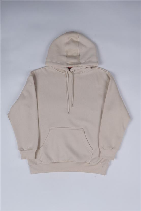 Çetinkaya Mentality 3589 Kapüşonlu 3 İplik Şardonlu Aplike Nakışlı Taş Sweatshirt