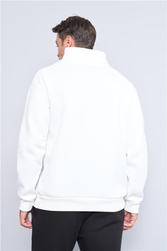 Çetinkaya Mentality 3597 Kapüşonlu 3 İplik Şardonlu Krem Sweatshirt