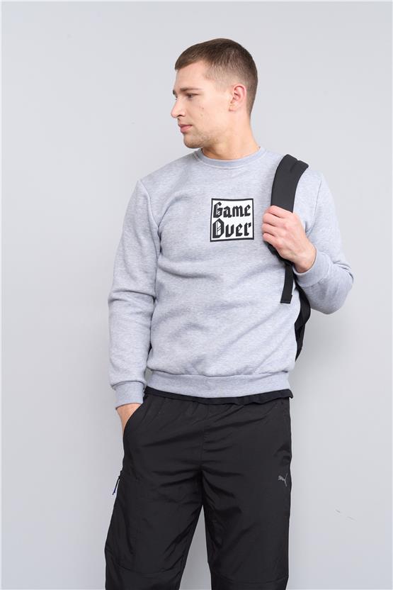 Çetinkaya Mentality 3599 Bisiklet Yaka 3 İplik Şardonlu Grimelanj Sweatshirt