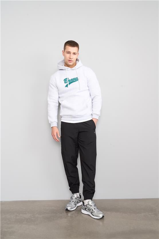 Çetinkaya Mentality 3612 Kapüşonlu 3 İplik Şardonlu Karmelanj Sweatshirt