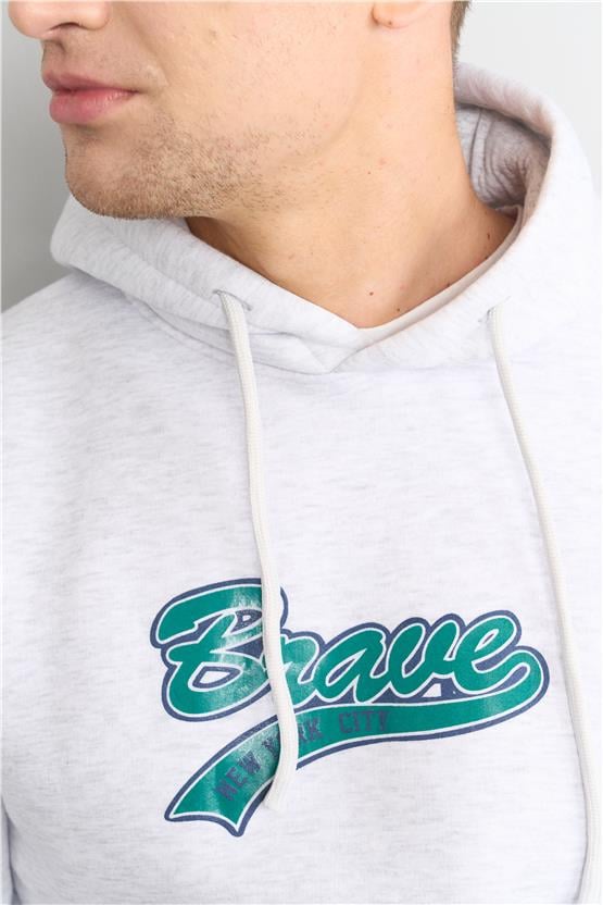 Çetinkaya Mentality 3612 Kapüşonlu 3 İplik Şardonlu Karmelanj Sweatshirt