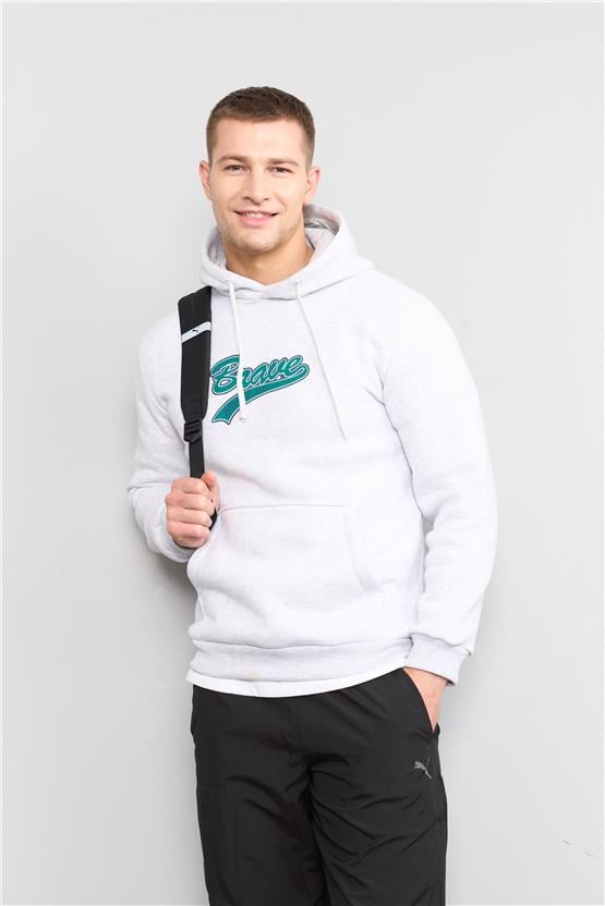 Çetinkaya Mentality 3612 Kapüşonlu 3 İplik Şardonlu Karmelanj Sweatshirt