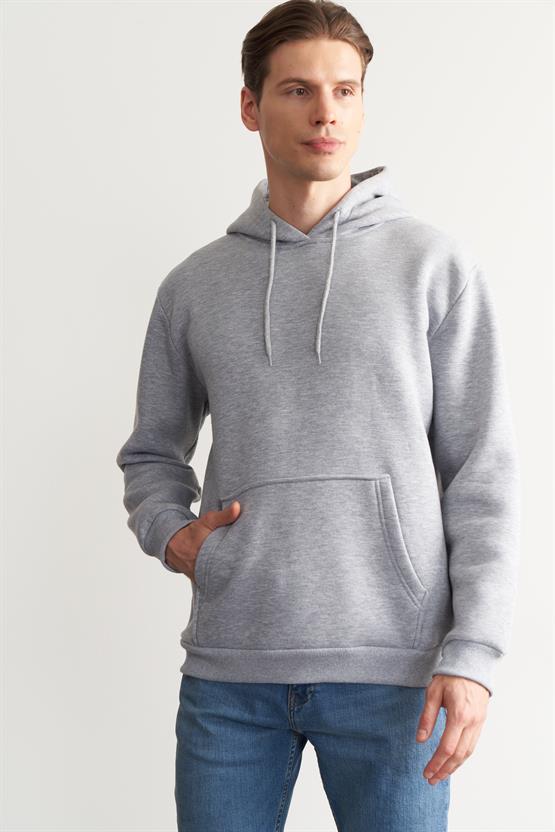 Çetinkaya Mentality 3706 Erkek Kapüşonlu Kanguru Cepli Rejenere Grimelanj Sweatshirt