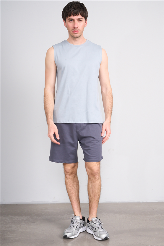 Çetinkaya Mentality 3707 Bisiklet Yaka 30/1 Penye Regular Atlet Açık Gri