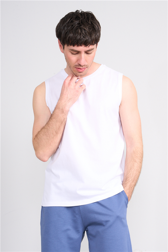 Çetinkaya Mentality 3707 Bisiklet Yaka 30/1 Penye Regular Atlet Beyaz