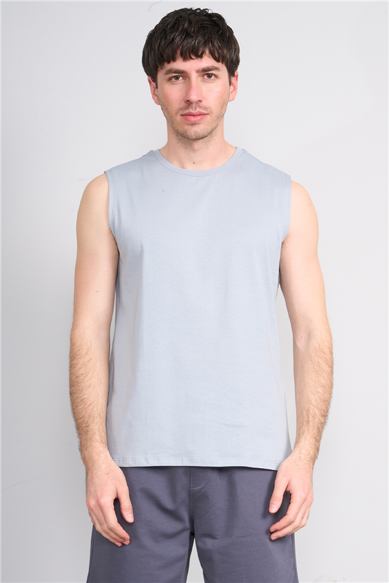 Çetinkaya Mentality 3707 Bisiklet Yaka 30/1 Penye Regular Atlet Açık Gri