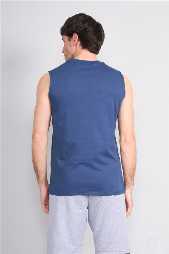 Çetinkaya Mentality 3707 Bisiklet Yaka 30/1 Penye Regular Atlet İndigo