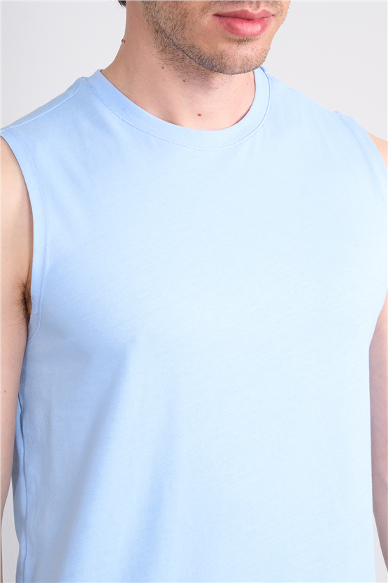 Çetinkaya Mentality 3707 Bisiklet Yaka 30/1 Penye Regular Atlet Bebe Mavi