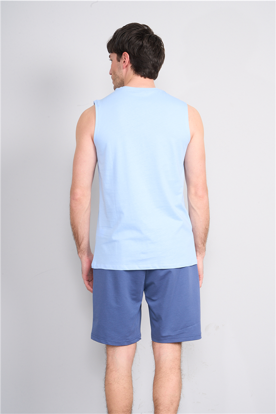 Çetinkaya Mentality 3707 Bisiklet Yaka 30/1 Penye Regular Atlet Bebe Mavi