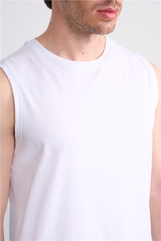 Çetinkaya Mentality 3707 Bisiklet Yaka 30/1 Penye Regular Atlet Beyaz