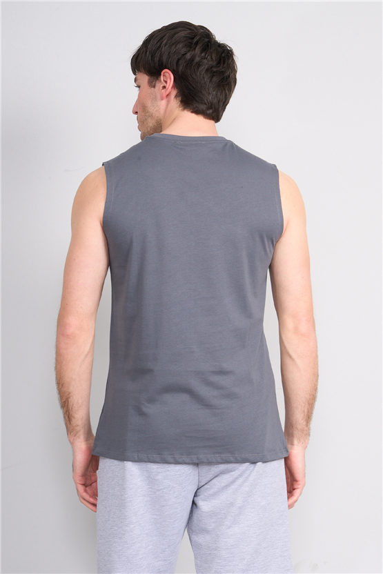 Çetinkaya Mentality 3707 Bisiklet Yaka 30/1 Penye Regular Atlet Koyu Gri