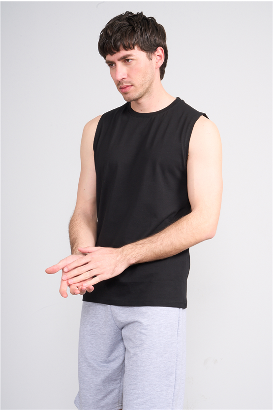 Çetinkaya Mentality 3707 Bisiklet Yaka 30/1 Penye Regular Atlet Siyah