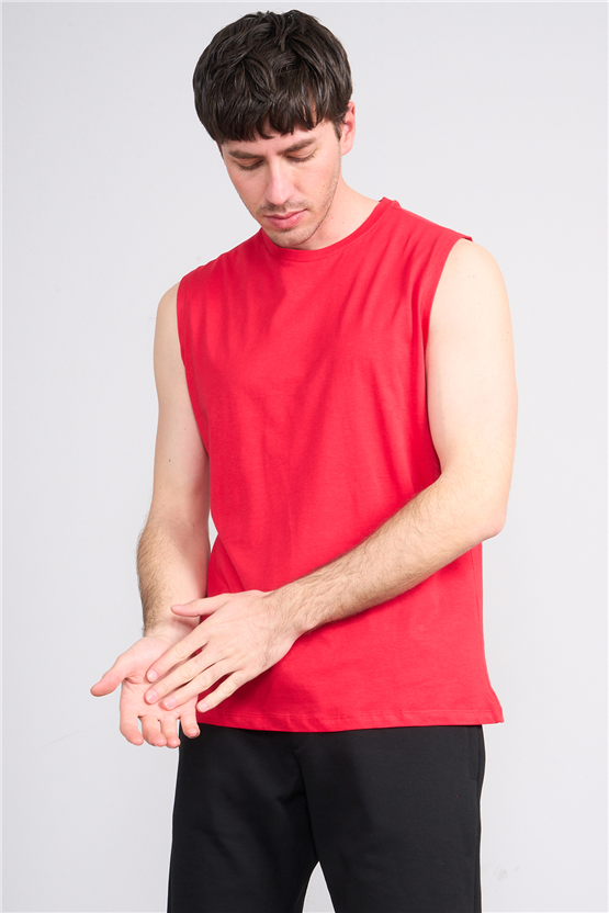 Çetinkaya Mentality 3707 Bisiklet Yaka 30/1 Penye Regular Atlet Kırmızı