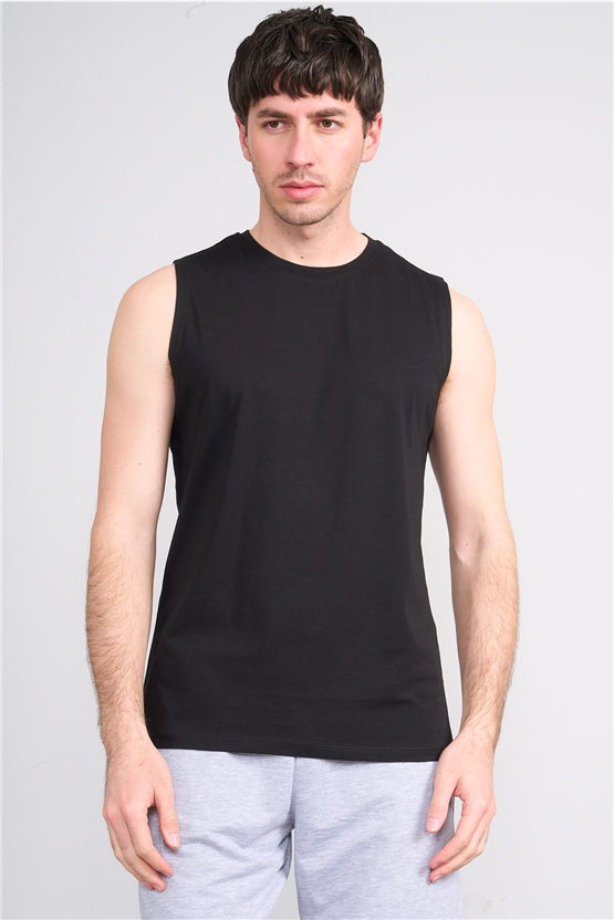 Çetinkaya Mentality 3707 Bisiklet Yaka 30/1 Penye Regular Atlet Siyah