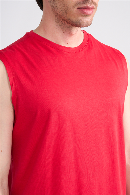 Çetinkaya Mentality 3707 Bisiklet Yaka 30/1 Penye Regular Atlet Kırmızı