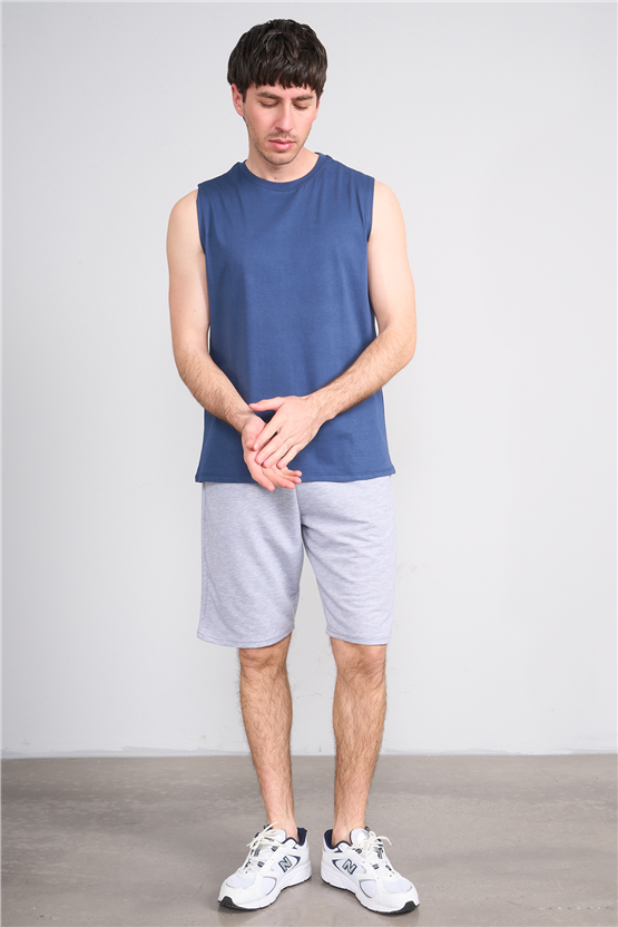 Çetinkaya Mentality 3707 Bisiklet Yaka 30/1 Penye Regular Atlet İndigo