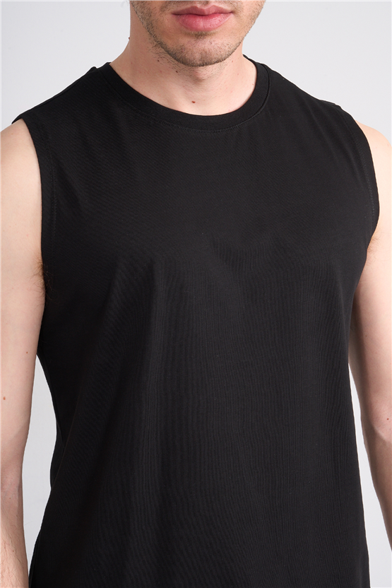 Çetinkaya Mentality 3707 Bisiklet Yaka 30/1 Penye Regular Atlet Siyah