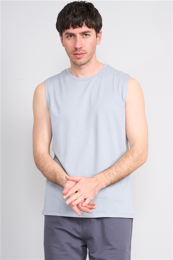 Çetinkaya Mentality 3707 Bisiklet Yaka 30/1 Penye Regular Atlet Açık Gri