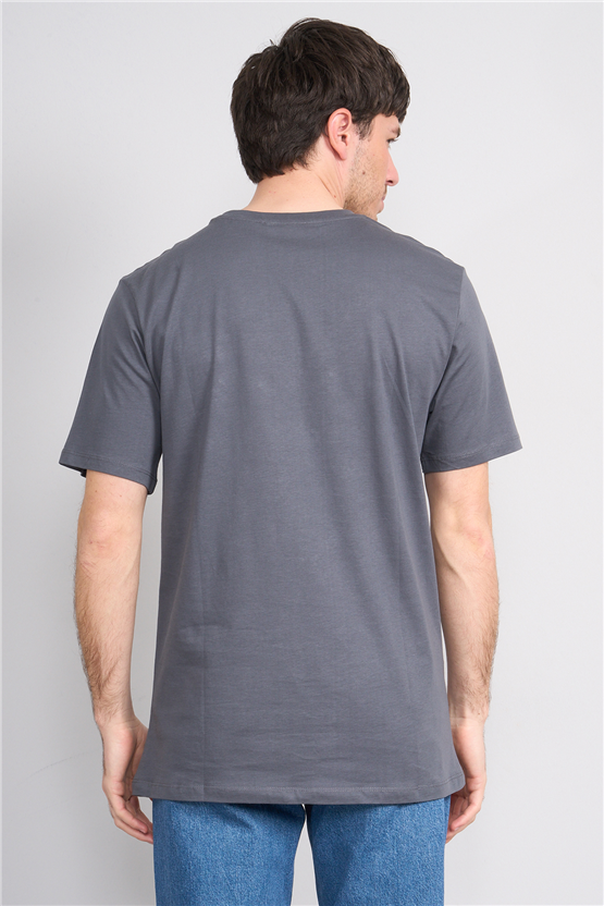 Çetinkaya Mentality 3713 Bisiklet Yaka Regular Cepli T-shirt Koyu Gri