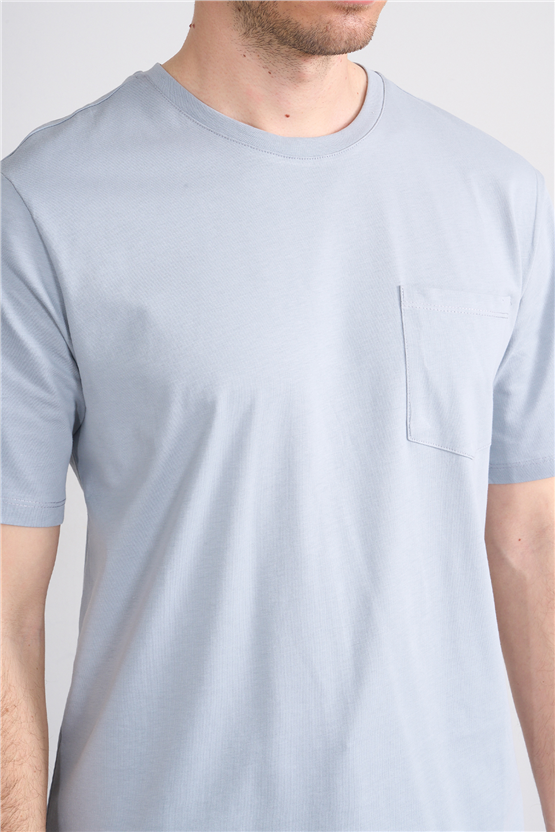 Çetinkaya Mentality 3713 Bisiklet Yaka Regular Cepli T-shirt Açık Gri