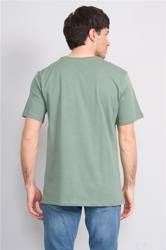 Çetinkaya Mentality 3713 Bisiklet Yaka Regular Cepli T-shirt Haki