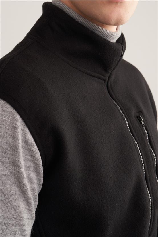 Çetinkaya Mentality 3766 Dik Yaka Polar Yelek Siyah