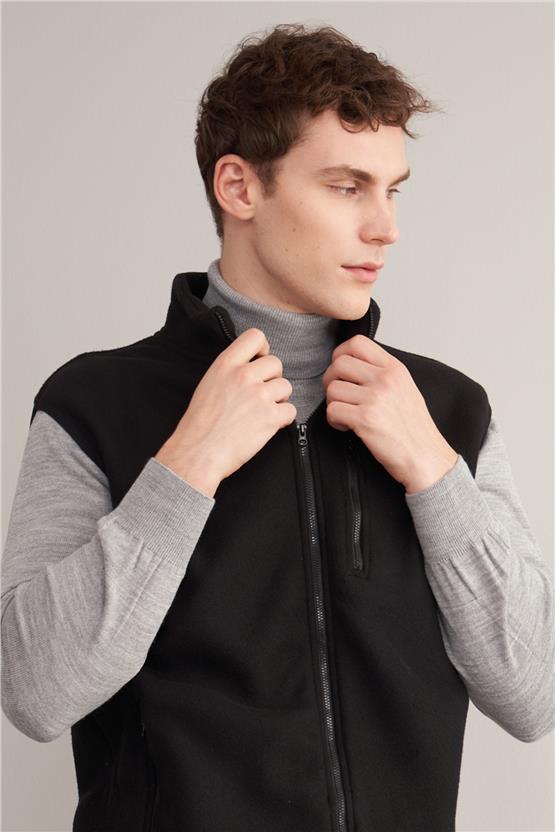 Çetinkaya Mentality 3766 Dik Yaka Polar Yelek Siyah