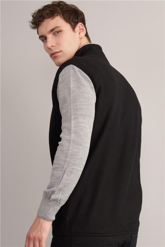 Çetinkaya Mentality 3766 Dik Yaka Polar Yelek Siyah