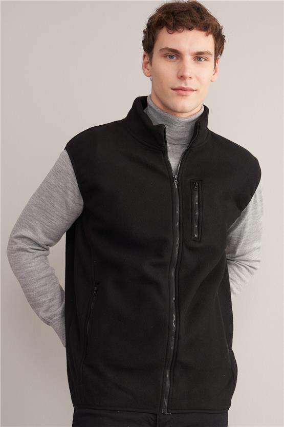 Çetinkaya Mentality 3766 Dik Yaka Polar Yelek Siyah