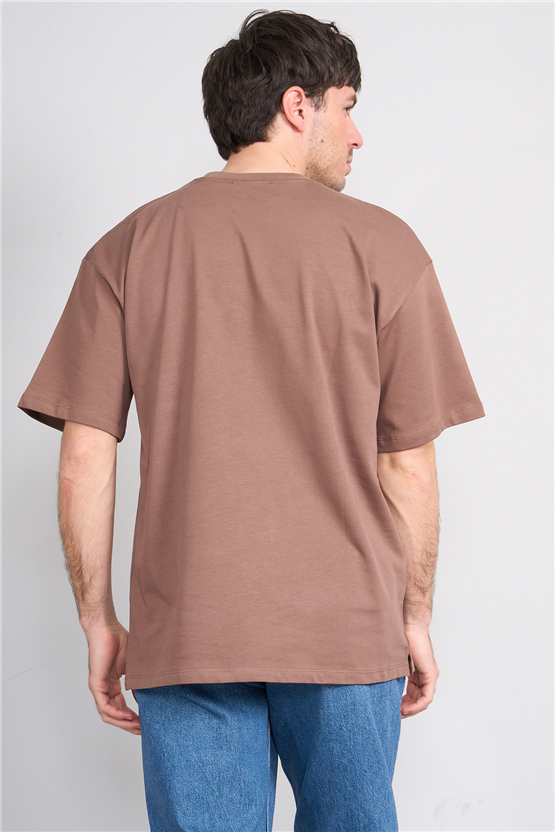 Çetinkaya Mentality 3880 Bisiklet Yaka 16/1 Süprem Regular T-shirt Kakao