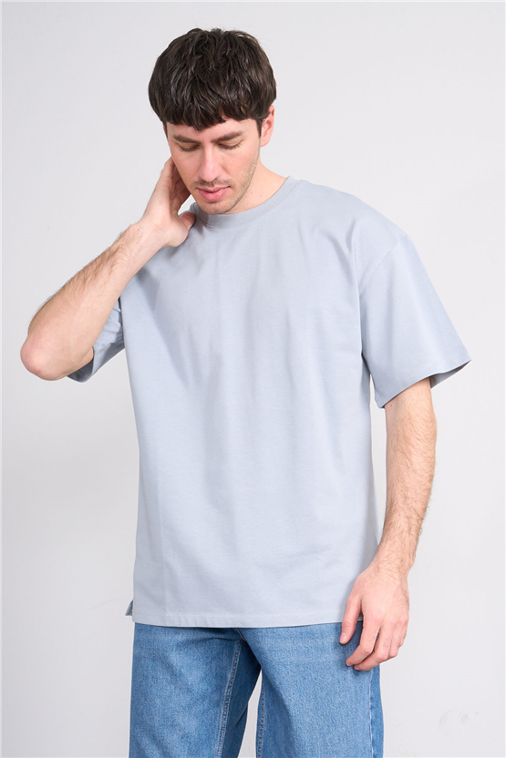 Çetinkaya Mentality 3880 Bisiklet Yaka 16/1 Süprem Regular T-shirt Açık Gri