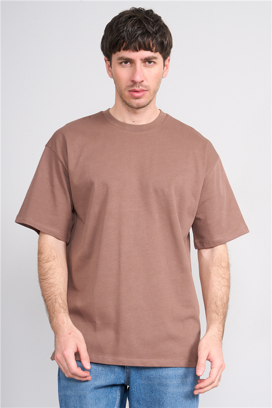 Çetinkaya Mentality 3880 Bisiklet Yaka 16/1 Süprem Regular T-shirt Kakao