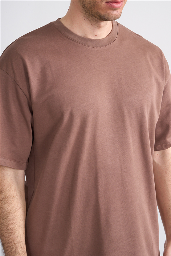 Çetinkaya Mentality 3880 Bisiklet Yaka 16/1 Süprem Regular T-shirt Kakao
