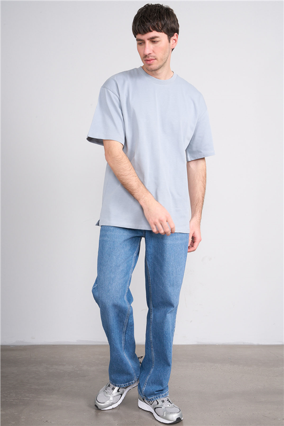Çetinkaya Mentality 3880 Bisiklet Yaka 16/1 Süprem Regular T-shirt Açık Gri
