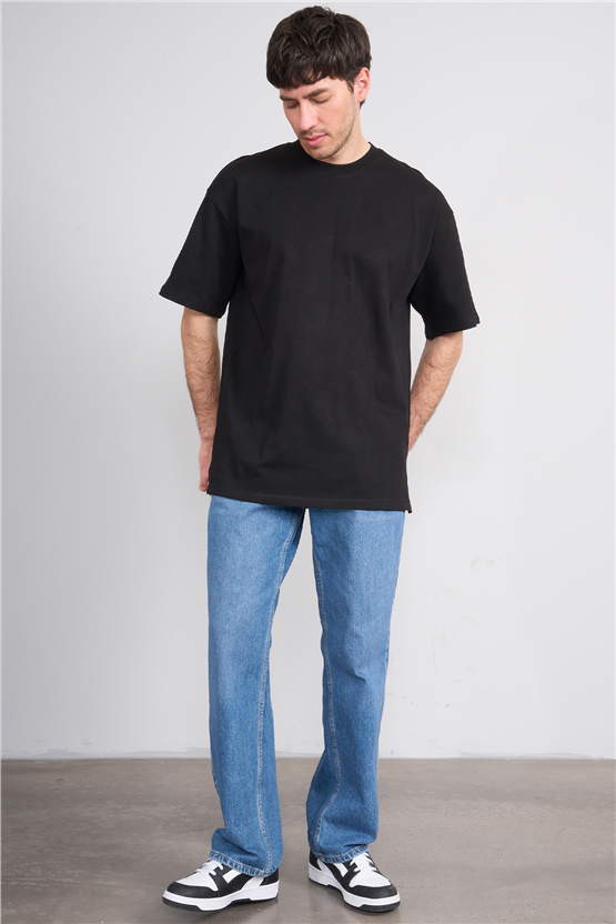 Çetinkaya Mentality 3880 Bisiklet Yaka 16/1 Süprem Regular T-shirt Siyah