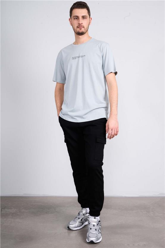 Çetinkaya Mentality 3898 Bisiklet Yaka Regular Baskılı T-Shirt Açık Gri