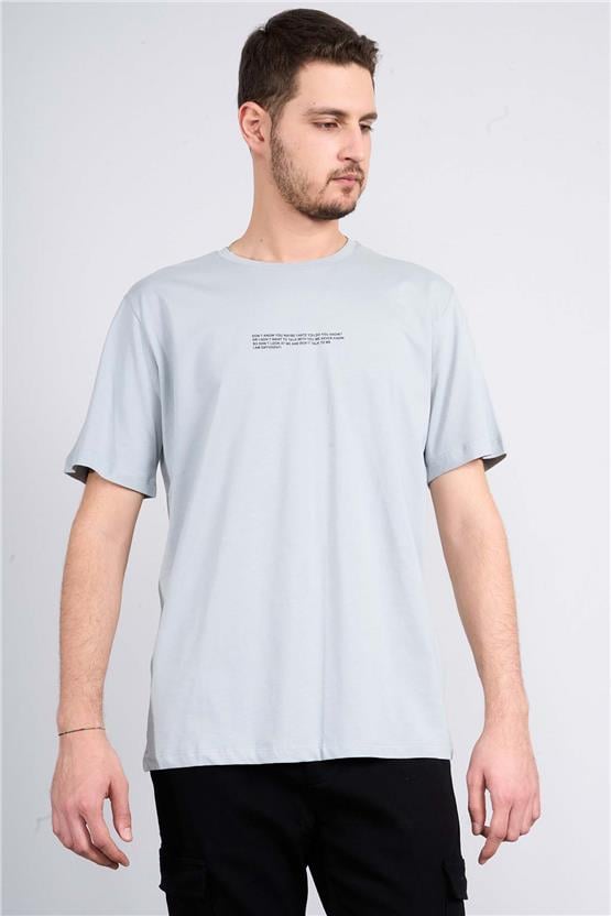 Çetinkaya Mentality 3898 Bisiklet Yaka Regular Baskılı T-Shirt Açık Gri