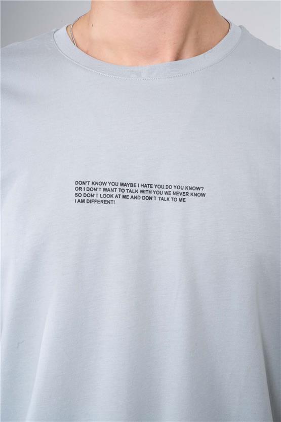 Çetinkaya Mentality 3898 Bisiklet Yaka Regular Baskılı T-Shirt Açık Gri