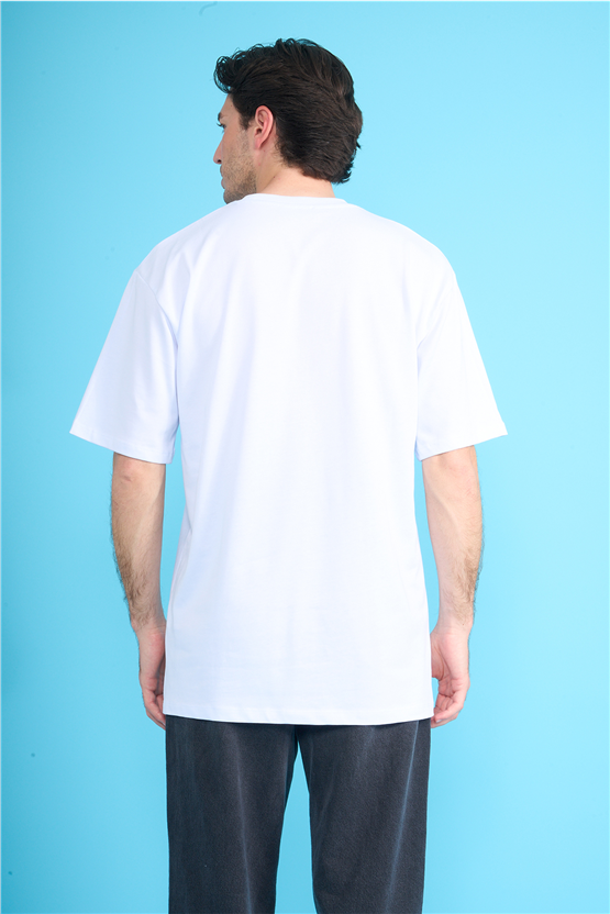 Çetinkaya Mentality 3971 Bisiklet Yaka Regular Cepli T-shirt Beyaz